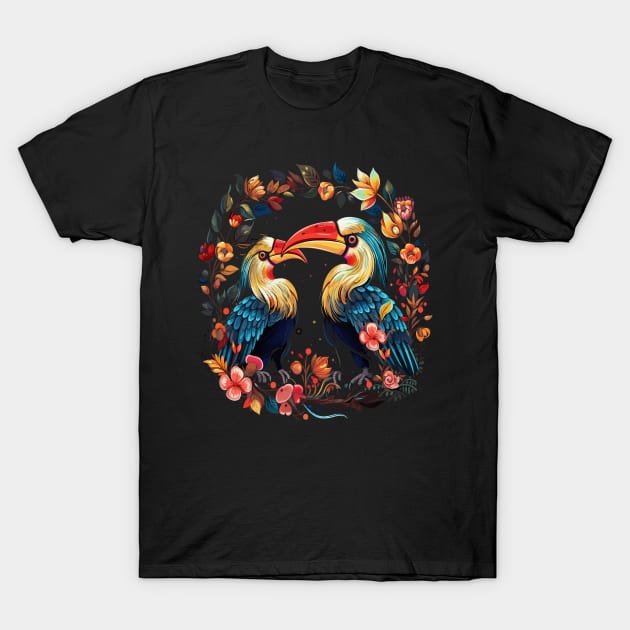 Hornbill Couple Valentine T-Shirt by JH Mart